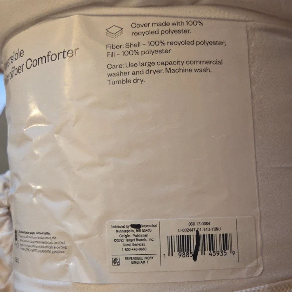 Room Essentials Comforter & Sheet Cozy Cream Checkered Set - Twin/Twin XL NEW